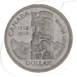 kanada-1958-totempfahl-1-dollar-silber Münzen-Bildseite