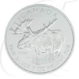 Münze Kanada 5 Dollar 2012 Silber - Vorderseite Elch