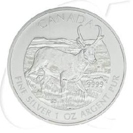 Kanada 5 Dollar 2013 Silber 1 oz (31,10 gr.) Canadian Wildlife - Antilope