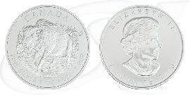 Silbermünze Kanada 5 Dollar 2013 Silber - Bildseite Bison - Wertseite Queen Elisabeth II.