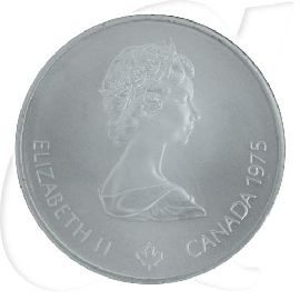 Kanada 5 Dollar Silber Olympia 1976 Montreal mit Bildnis von Königin Elisabeth II.