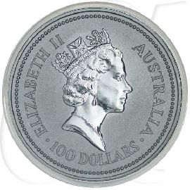 Koala 100 Dollar 1991 Platin Münzen-Wertseite