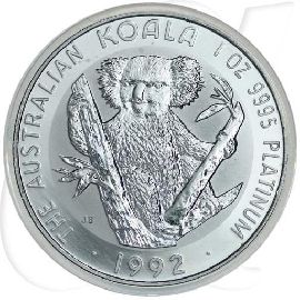 Koala 1992 Platin 100 Dollar Münzen-Bildseite