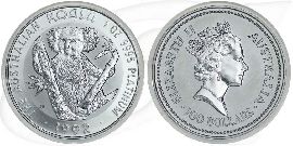 Koala 1992 Platin 100 Dollar Münze Vorderseite und Rückseite zusammen