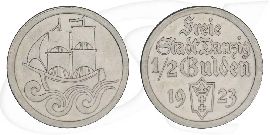 Danzig 1/2 Gulden 1923 ss-vz Kogge