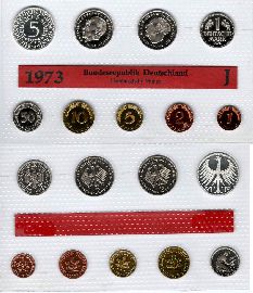 Kursmünzensatz Deutschland 1973 J PP OVP