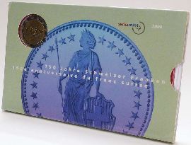 Kursmünzensatz Schweiz 150 Jahre Schweizer Franken 2000 OVP