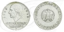 Lessing 1929 Weimar 3 Reichsmark Münze Vorderseite und Rückseite zusammen