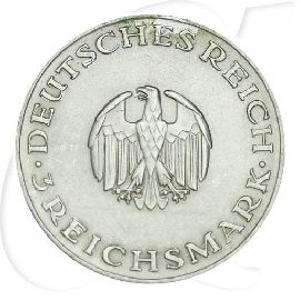 Weimarer Republik 3 Mark 1929 A vz Gotthold Ephraim Lessing zaponiert