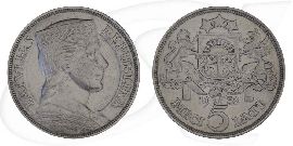 lettland-1929-5-lati-trachtenmaedchen-kursmuenze Münze Vorderseite und Rückseite zusammen