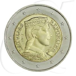 Lettland 2015 2 Euro Umlauf Münze Kurs Münzen-Bildseite