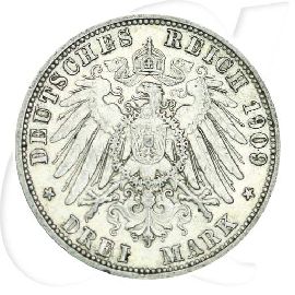 Lübeck 1909 3 Mark Wappen Münzen-Wertseite