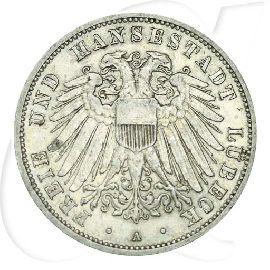 Lübeck 1911 3 Mark Wappen Münzen-Bildseite
