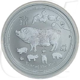 Australien 1$ 2019 BU Silber 31,10g (1 oz) fein Lunar II Jahr des Schweins Münzen-Bildseite