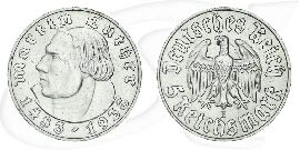 Luther 1933 5 Reichsmark E ss Münze Vorderseite und Rückseite zusammen