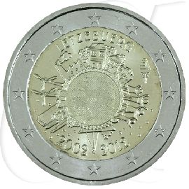Luxemburg 2 Euro 2012 10 Jahre Euro-Bargeld st