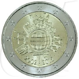 Malta 2 Euro 2012 10 Jahre Euro-Bargeld st