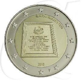 Malta 2 Euro 2015 Ausrufung der Republik Malta 1974 mit Füllhorn