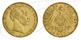 Mecklenburg-Schwerin 1890 Gold 10 Mark Friedrich Franz III Münze Vorderseite und Rückseite zusammen