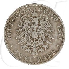 Kaiserreich - Mecklenburg-Strelitz 2 Mark 1877 fast ss Friedrich Wilhelm