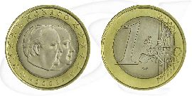 Monaco 2001 1 Euro Rainier Umlauf Münze Kurs Münze Vorderseite und Rückseite zusammen