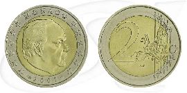 Monaco 2001 2 Euro Rainier Umlauf Münze Kurs Münze Vorderseite und Rückseite zusammen