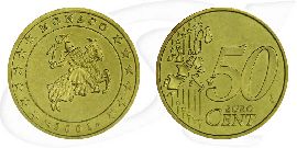 Monaco 2001 50 Cent Umlauf Münze Kurs Münze Vorderseite und Rückseite zusammen