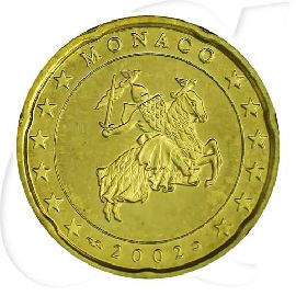 Monaco 2002 20 Cent Umlauf Münze Kurs Münzen-Bildseite
