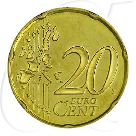Monaco 2002 20 Cent Umlauf Münze Kurs Münzen-Wertseite