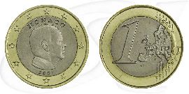 Monaco 2007 Fehlprägung 1 Euro Albert Umlauf Kurs Münze Vorderseite und Rückseite zusammen