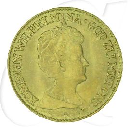 Niederlande 10 Gulden 1917 Gold 6,05g fein vz-st Wilhelmina I.