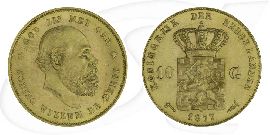 Niederlande 10 Gulden 1877 Gold 6,05g fein vz Wilhelm III.