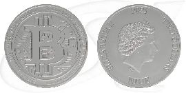 Niue 2021 Bitcoin 2 Dollar 1 Unze Silber Münze Vorderseite und Rückseite zusammen