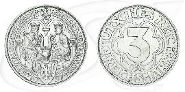 Nordhausen 1927 3 Reichsmark Weimar Münze Vorderseite und Rückseite zusammen