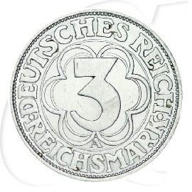 Nordhausen 1927 3 Reichsmark Weimar Münzen-Wertseite