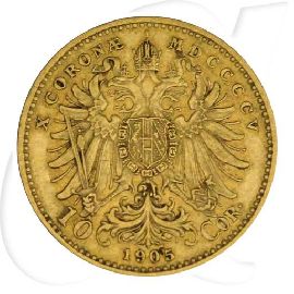 Österreich 10 Corona Gold (3,049 gr. fein) 1905 ss Franz Josef I.