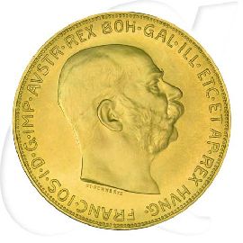 Österreich 100 Kronen 1915 offizielle Nachprägung Münzen-Bildseite