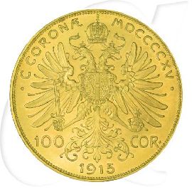 Österreich 100 Kronen 1915 offizielle Nachprägung Münzen-Wertseite