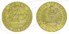 Österreich 1000 Schilling 1976 Gold 12,15g fein Babenberger Münze Vorderseite und Rückseite zusammen