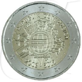 Österreich 2 Euro 2012 10 Jahre Euro-Bargeld st