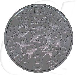 Österreich 2021 Therizinosaurus 3 Euro Münzen-Wertseite