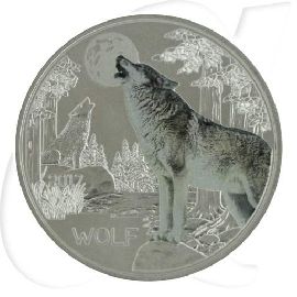 Österreich 3 Euro 2017 teilcoloriert Tier-Taler Wolf handgehoben Münzen-Bildseite