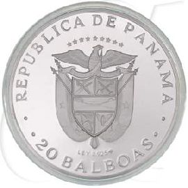 Panama 20 Balboas Silber Simon Bolivar 1974 PP OVP