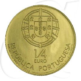 Portugal 1/4 Euro 2008 PP OVP König Dionysius Dinis Gold 1,56g fein