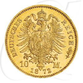 Deutschland Preussen 10 Mark Gold 1872 A vz-st Wilhelm I.
