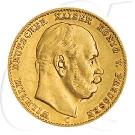 Deutschland Preussen 10 Mark Gold 1873 C ss Wilhelm I.