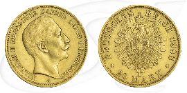 Preussen 20 Mark 1888 Wilhelm Gold Deutschland Kaiserreich Münze Vorderseite und Rückseite zusammen
