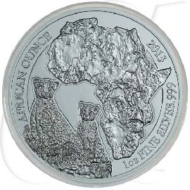 Ruanda 50 RWF 2013 PP Silber 1oz Gepard / Cheetah OVP mit Zertifikat Münzen-Bildseite
