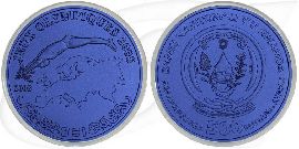 Ruanda Niob 2008 blau Münze Vorderseite und Rückseite zusammen