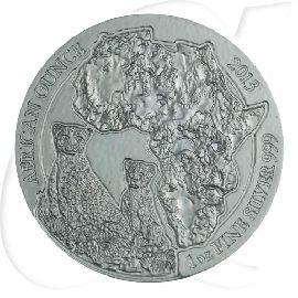 Ruanda 50 RWF 2013 BU OVP Silber 1oz Gepard / Cheetah Münzen-Bildseite